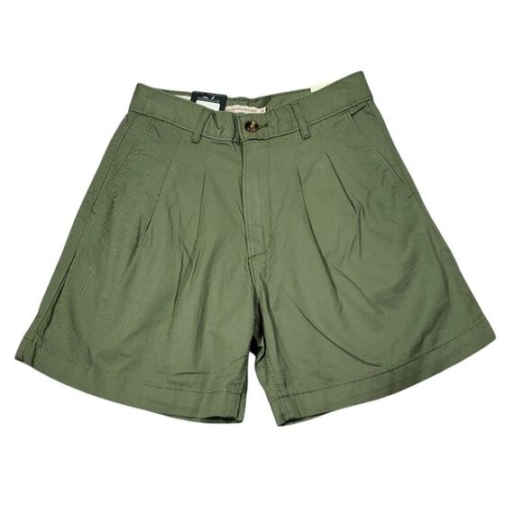 Levi's Premium Pleated Trouser Shorts High Rise Green Relaxed Women's Size 24 - Picture 2 of 11